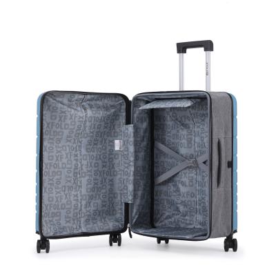 מזוודת טרולי 20" מתקפלת עליה למטוס דגם XFOLD מבית Swiss Voyager בצבע ג'ינס