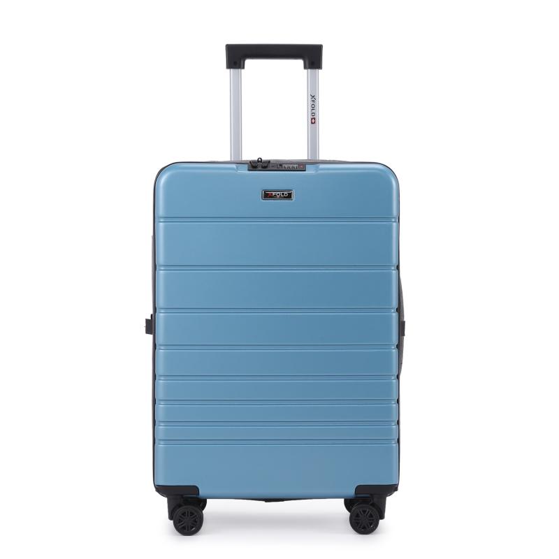 מזוודת טרולי 20" מתקפלת עליה למטוס דגם XFOLD מבית Swiss Voyager בצבע ג'ינס