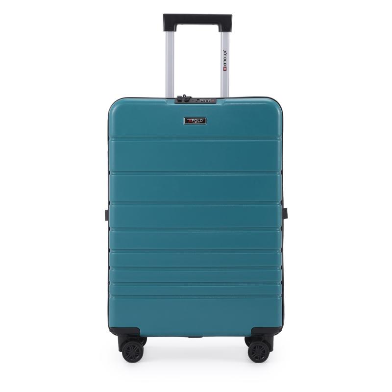 מזוודת טרולי 20" מתקפלת עליה למטוס דגם XFOLD מבית Swiss Voyager בצבע ירוק בקבוק